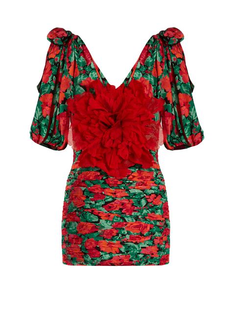 gucci red flower dress|red dress Gucci party dresses.